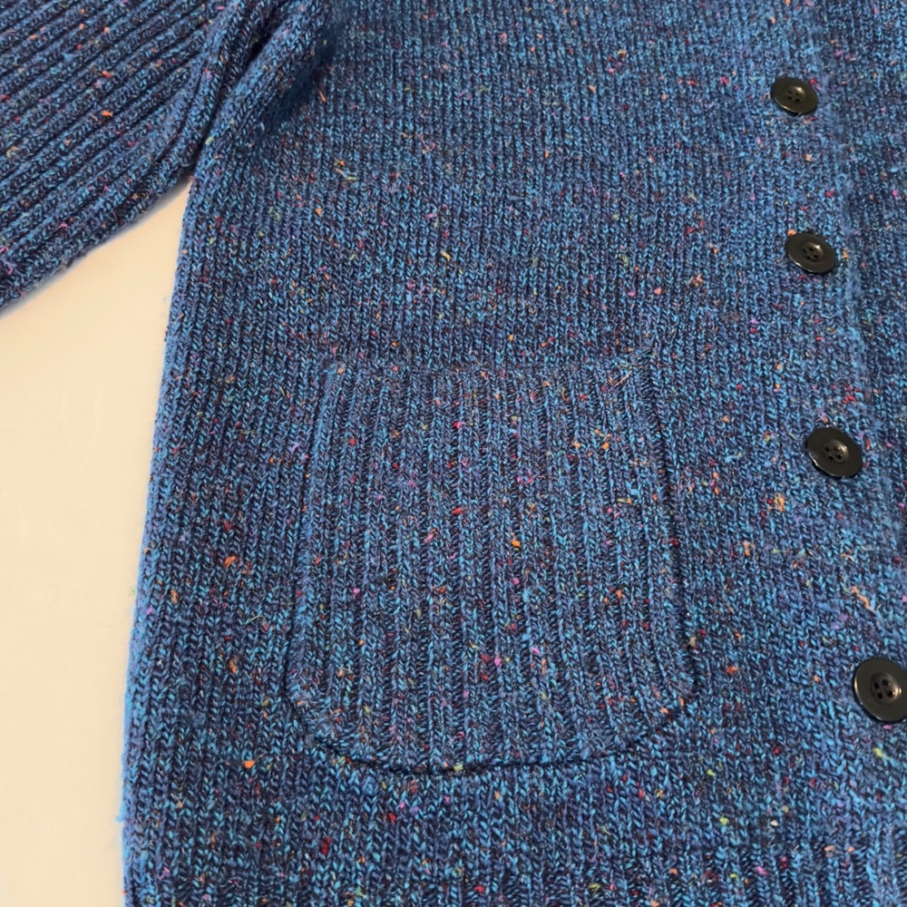 Drapers & Damons Blue Flecked Knit Shawl Collar Button Cardigan Sweater XL Boho - Picture 8 of 10